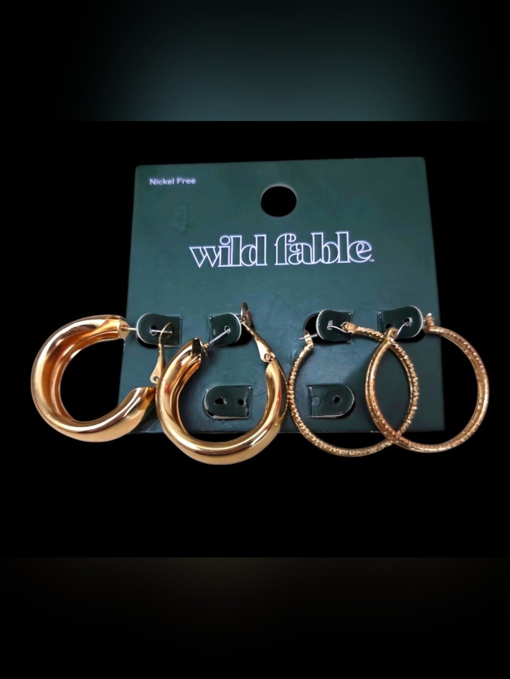 Wild Fable Gold and Textured Hoop Earrings 2 Pair New Pierced Ears